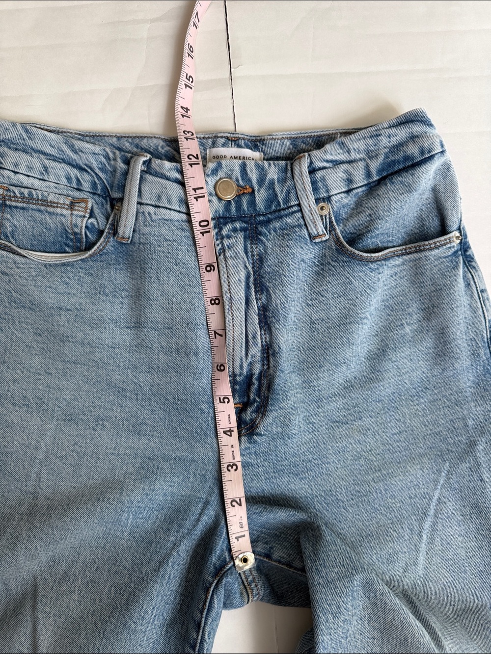 Good American Mid Blue High Rise Inseam Slit Jeans - Picture 10 of 13